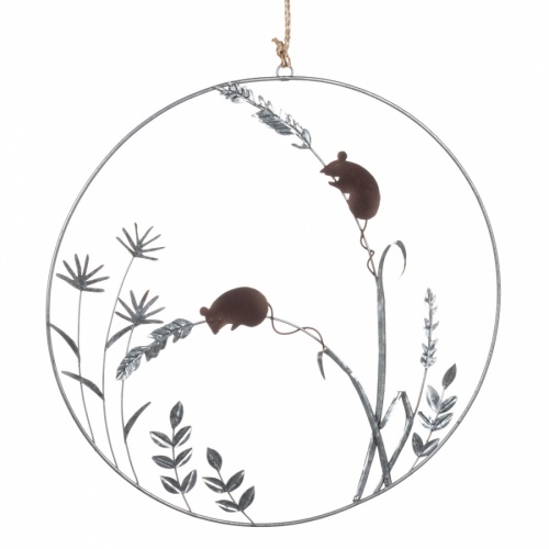 Mice & Corn Metal Hanging Wreath